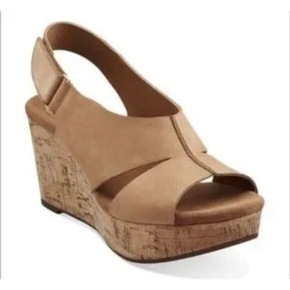 Clark’s Artisan Casslyn Lizzie cork wedge tan heels size 7.5 - Picture 1 of 12